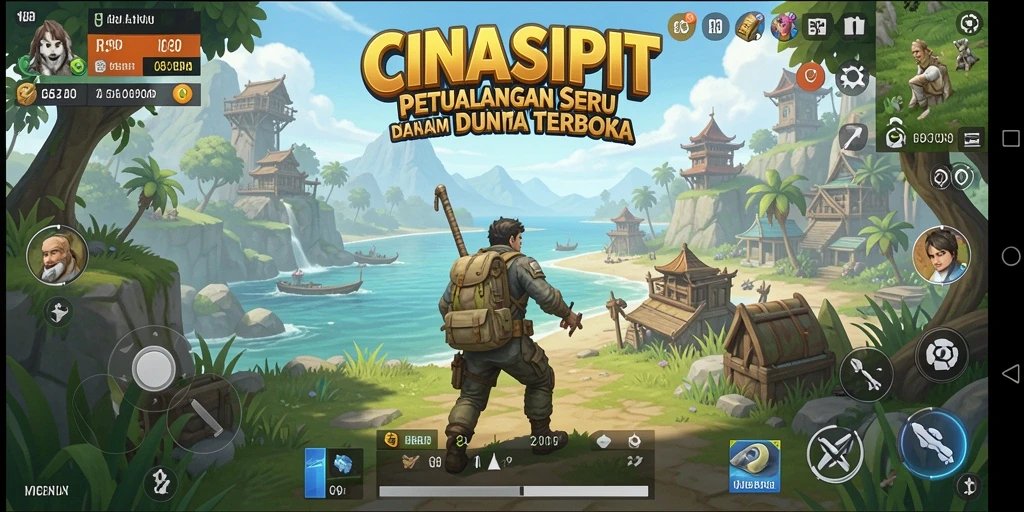 Screenshot gameplay CINASIPIT yang menampilkan eksplorasi dunia terbuka.