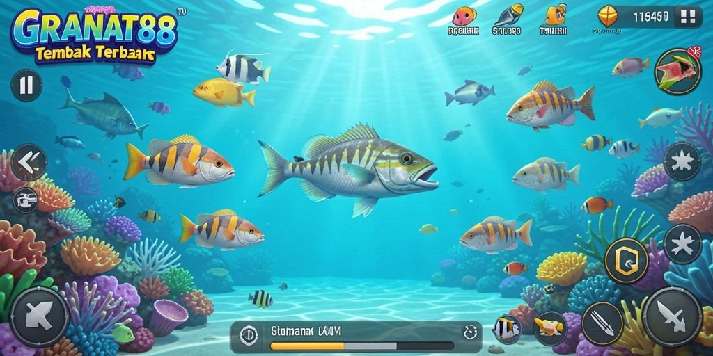 Tampilan gameplay menarik saat membidik ikan di GRANAT88.