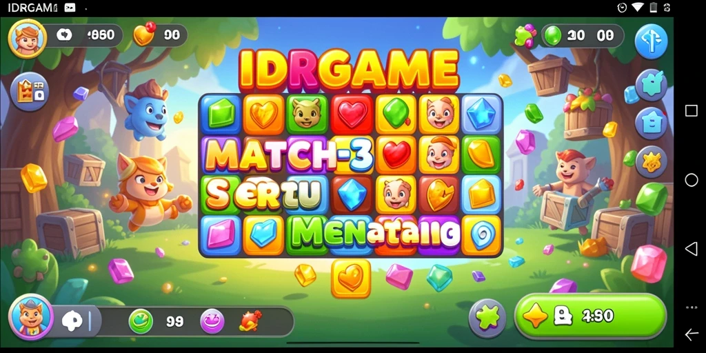 Gameplay seru di IDRGAME dengan tantangan Match-3.