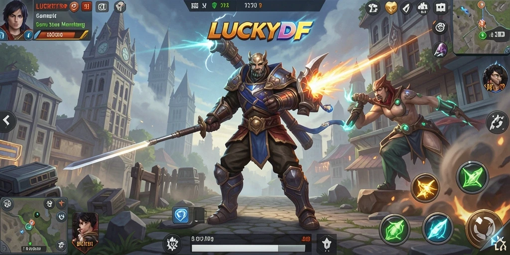 Tangkapan layar gameplay LUCKYDF menampilkan strategi yang mendebarkan dan pertempuran intens.