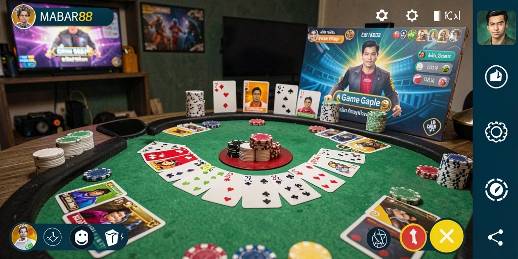 Screenshot gameplay MABAR88 menampilkan suasana seru dalam permainan Gaple.