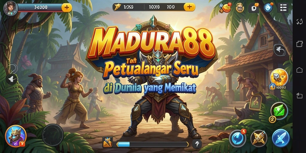 Screenshot menunjukkan karakter menjelajahi hutan dalam MADURA88.