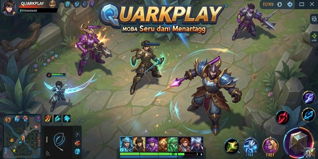 Tampilan menarik gameplay MOBA di QUARKPLAY.