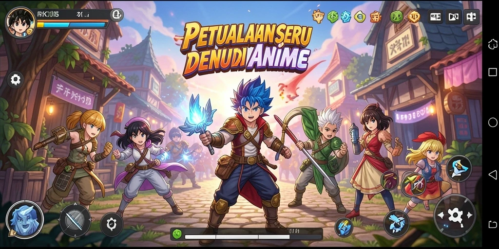 Screenshot utama RK55 menampilkan karakter anime dalam pertarungan epik.