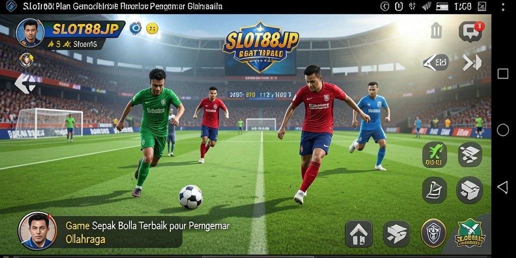 Tampilan gameplay SLOT88JP yang penuh aksi sepak bola.