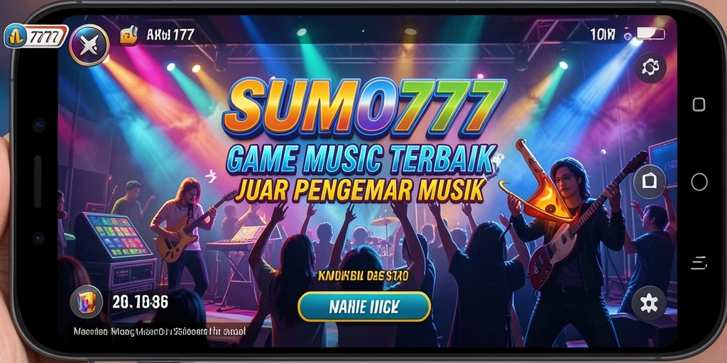 Screenshot SUMO777 menunjukkan gameplay seru dengan beragam lagu.