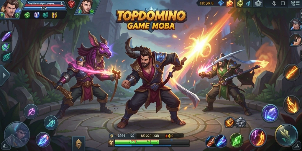 Tampilan gameplay menarik dari TOPDOMINO dengan pertarungan tim yang intens.