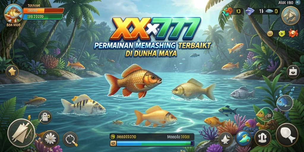 Tampilan memukau gameplay XXX777 dengan berbagai lokasi memancing.