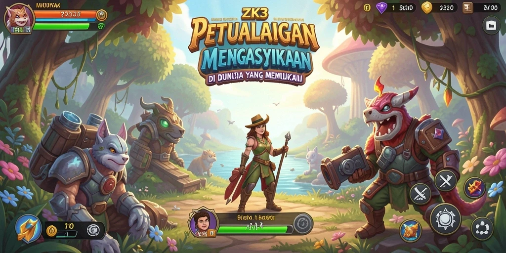 Screenshot gameplay ZK3 menunjukkan aksi mendebarkan di dunia petualangan yang luas.